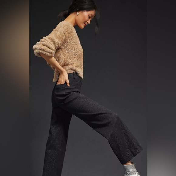 ✨ Anthro The Colette Sparkle Edition Cropped Wide-Leg Jeans by Maeve - Picture 4 of 11